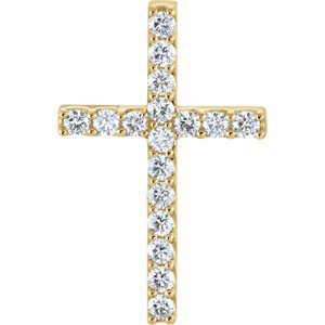 Diamond Petite Cross 14k Yellow Gold Pendant (.625 Ctw, G-H Color, I1 Clarity)