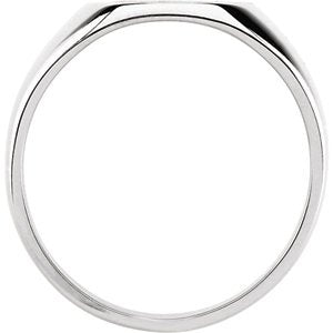 Men's Brushed Signet Ring, Rhodium-Plated 10k White Gold (18x16mm)