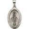 14k White Gold Hollow Oval Miraculous Medal (23x16 MM)