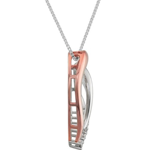 Diamond Heart Sterling Silver and Rose Gold Plate Necklace, 18" (GHI Color, I3 Clarity, 1/10 Cttw)