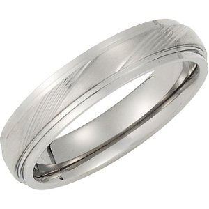 5mm Titanium Satin and Polished Embossed Band, Sizes 6 to 11