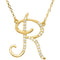 14k Yellow Gold Alphabet Initial Letter R Diamond Necklace, 17" (GH Color, I1 Clarity, 1/8 Cttw)