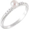 White Cultured Pearl, Diamond Stackable Ring, Sterling Silver (4-4.5mm)(.05Ctw, Color G-H, Clarity I1) Size 7.25
