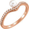 White Freshwater Cultured Pearl, Diamond Asymmetrical Ring, 14k Rose Gold (4-4.5mm)(.2 Ctw, G-H Color, I1 Clarity)