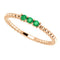 Chatham Created Emerald Beaded Ring, 14k Rose Gold , Size 6.75