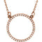 Petite Diamond Circle Pendant 14k Rose Gold Necklace, 16" (1/5 Cttw)