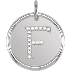 Diamond Initial "F" Pendant, Rhodium-Plated 14k White Gold (.08 Ctw, Color G-H, Clarity I1)