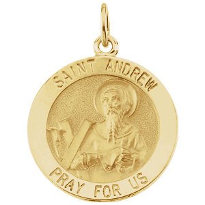 14k Yellow Gold Round St. Andrew Medal (12 MM)