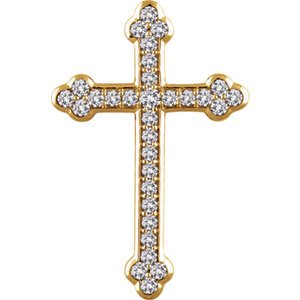 Diamond Botonée Cross Rhodium-Plated 14k Yellow Gold Pendant (1 Ctw, H+ Color, I1 Clarity)