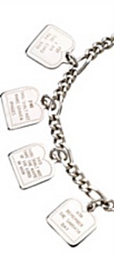 Sterling Silver Ten Commandments Charm Bracelet, 7"