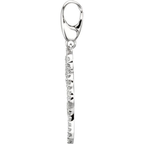 14k White Gold Diamond Four-Leaf Clover Charm Pendant with Trigger-less Clasp