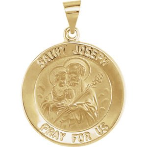14k Yellow Gold Round Hollow Joseph Medal (22 MM)