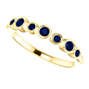 Blue Sapphire 7-Stone 3.25mm Ring, 14k Yellow Gold