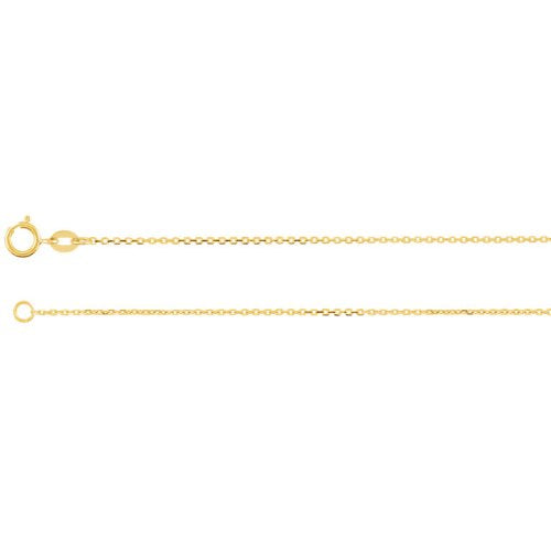14k Yellow Gold Solid Diamond Cut Cable Chain Link, 1mm