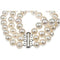 White Freshwater Cultured Pearl Triple Strand Sterling Silver Bracelet, 7.25" (8.0-9.0 MM)