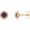 Chatham Created Alexandrite and Diamond Halo-Style Earrings, 14k Yellow Gold (4 MM) (.16 Ctw, G-H Color, I1 Clarity)