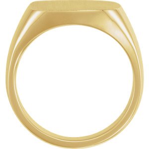 Men's Closed Back Square Signet Ring, 14k Yellow Gold (16mm) Size 8