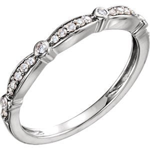 Diamond Stacking Anniversary Band, Rhodium-Plated 14k White Gold (1/8 Cttw, H+ Color, SI Clarity), Size 7