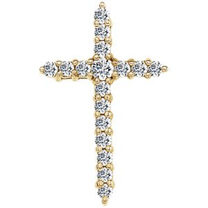 Diamond Accented Cross 14k Yellow Gold Pendant (.33 Ctw, G-H Color, SI1 Clarity)