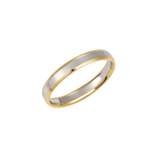 4mm 14k Yellow and White Gold Two-Tone Comfort-Fit Beveled Edge Band, Sizes 3.5 to 15