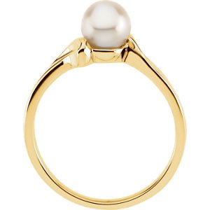 White Akoya Cultured Pearl Bypass Ring, 14k Yellow Gold (5.5mm)