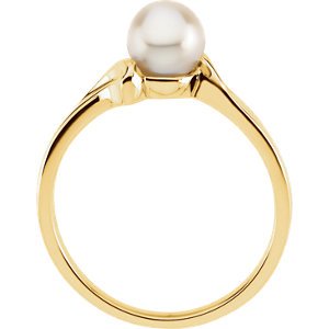 White Akoya Cultured Pearl Bypass Ring, 14k Yellow Gold (5.5mm) Size 4.75