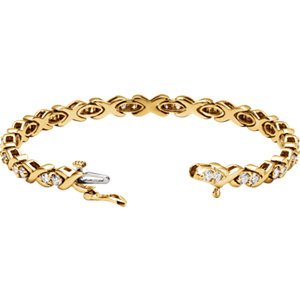 Cubic Zirconia Line Bracelet in 14K Yellow Gold, 7"