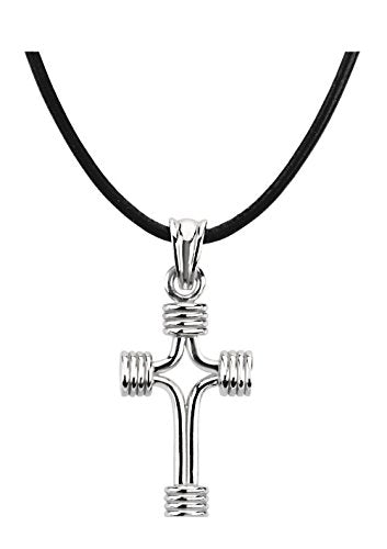 Tubular Cross Sterling Silver Pendant Necklace, 18" (33.75X23.25 MM)