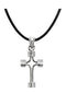 Tubular Cross Sterling Silver Pendant Necklace, 18" (33.75X23.25 MM)