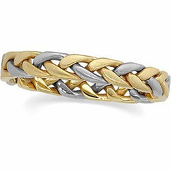 3.5mm 14k Yellow and White Gold Two-Tone Hand Woven Band, Size 8