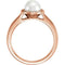 White Freshwater Cultured Pearl and Diamond Halo Ring, 14k Rose Gold (6.5-7mm) (.06Ctw, G-H Color, I1 Clarity)