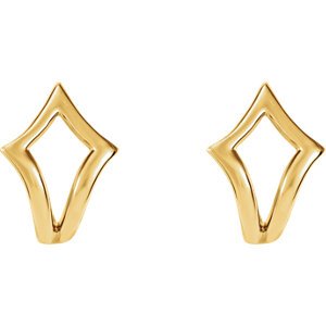 Geometric J-Hoop Earrings, 14k Yellow Gold