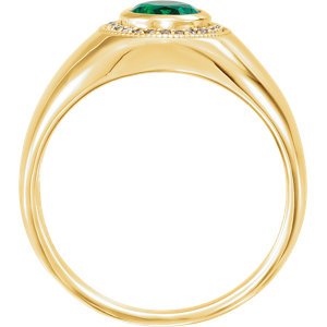 Men's Chatham Created Emerald and Diamond Ring, 14k Yellow Gold (.125 Ctw, G-H Color, I1 Clarity)