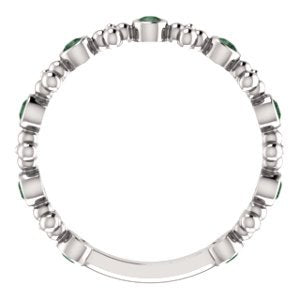 Platinum Chatham Created Alexandrite Beaded Ring