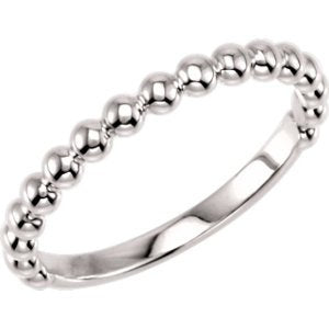 Granulated Bead Stackable 2.5mm Rhodium-Plated 14k White Gold Ring, Size 6