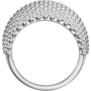 Beaded Dome Ring, Rhodium-Plated 14k White Gold, Size 5.75