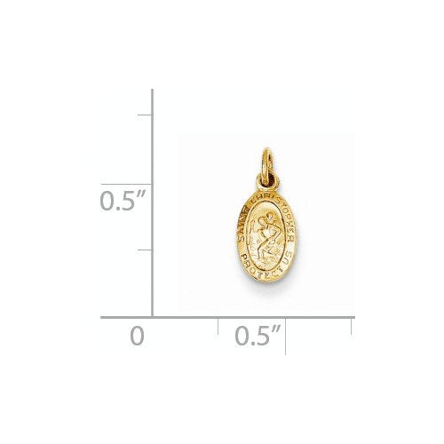 14k Yellow Gold Saint Christopher Medal Charm Pendant (14X16 MM)