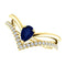 Blue Sapphire Pear and Diamond Chevron 14k Yellow Gold Ring (.145 Ctw, G-H Color, I1 Clarity)