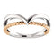 Negative Space Rope Trim and Curved 'V' Ring, Rhodium-Plated 14k White and Rose Gold, Size 5.25