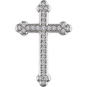 Diamond Botonée Cross 14k White Gold Pendant (.33 Ctw, H+ Color, I1 Clarity)