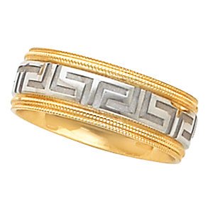 7mm 14k White and Yellow Gold Two Tone Design Band, Size 10.5