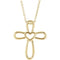 Open Heart Cross 14k Yellow Gold Pendent Necklace 16" and 18" (20.35X4.25 MM)