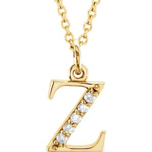 Diamond Initial 'z' Lowercase Letter 14k Yellow Gold Pendant Necklace, 16" (.03 Ctw, GH, I1)