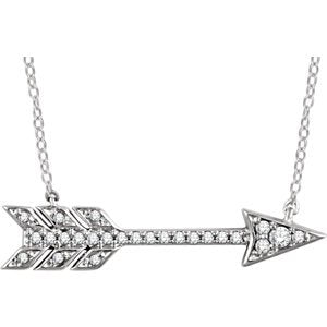 Diamond Arrow 14k White Gold Pendant Necklace, 18" (.10 Cttw)