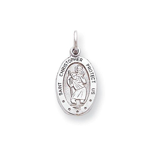 Rhodium-Plated 10k White Gold ST. Christopher Medal (24X11MM)