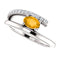 Citrine and Diamond Bypass Ring, Rhodium-Plated 14k White Gold (.125 Ctw, G-H Color, I1 Clarity)