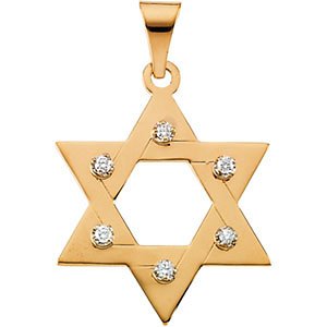 Diamond Star of David 14k Yellow Gold Pendant