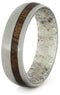 Antler Sleeve, Koa Wood Stripe 6mm Comfort-Fit Matte Titanium Wedding Band, Size 14.5