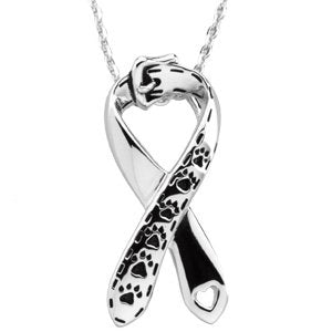 Sterling Silver Kindness for Animals Ribbon Pendant Necklace, 18"