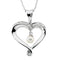 White Freshwater Cultured Pearl and CZs 'Heart and Soul' Rhodium Plate Sterling Silver Necklace 5MM, 18"